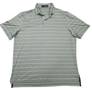 RLX Ralph Lauren Polo Shirt Mens XL Gray Striped Golf Performance Short Sleeve